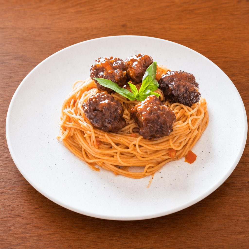 Pasta (Your Choice) with Meatballs.