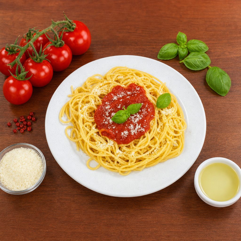 Pasta (Your Choice) with Tomato Sauce.