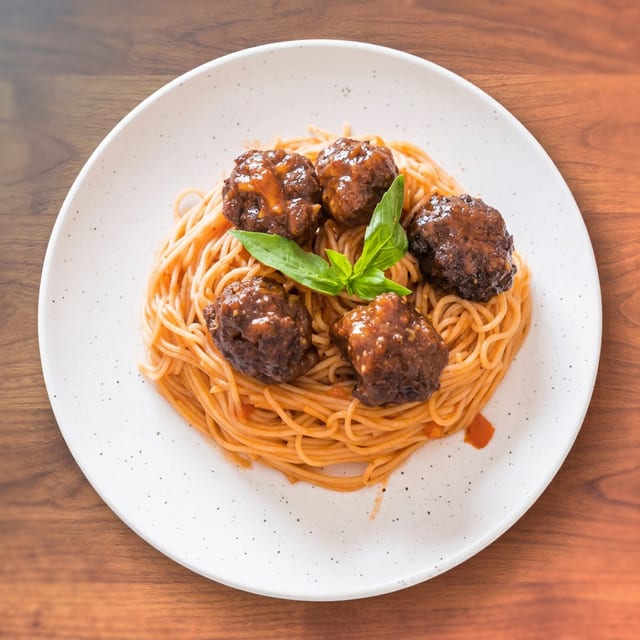Pasta (Your Choice) with Meatballs.